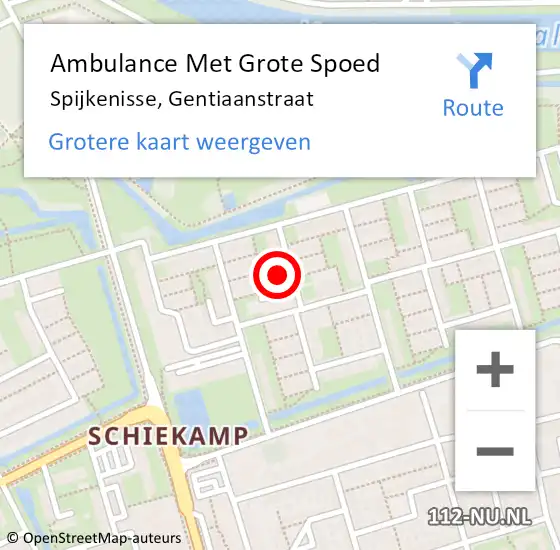 Locatie op kaart van de 112 melding: Ambulance Met Grote Spoed Naar Spijkenisse, Gentiaanstraat op 28 juli 2023 22:49