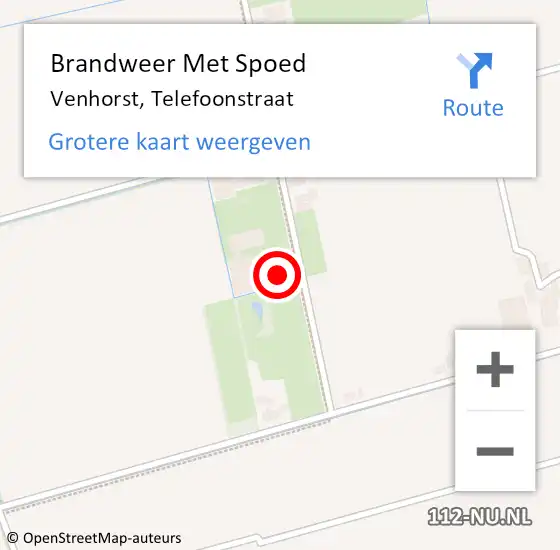 Locatie op kaart van de 112 melding: Brandweer Met Spoed Naar Venhorst, Telefoonstraat op 28 juli 2023 23:15