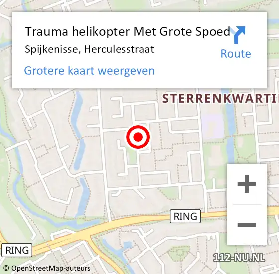 Locatie op kaart van de 112 melding: Trauma helikopter Met Grote Spoed Naar Spijkenisse, Herculesstraat op 28 juli 2023 23:19