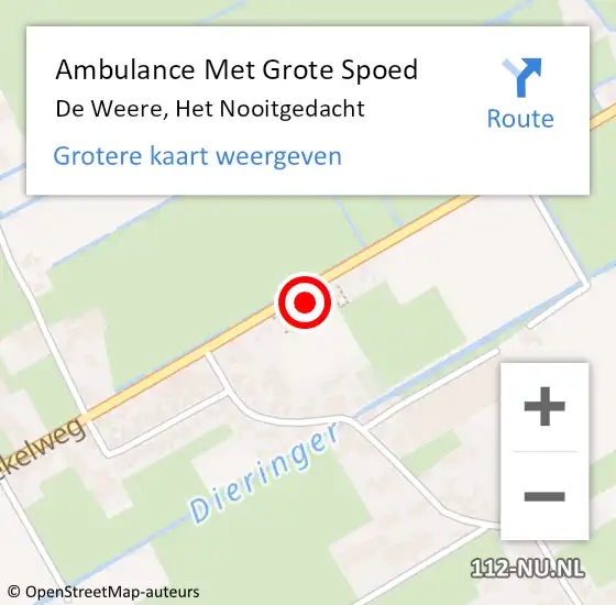 Locatie op kaart van de 112 melding: Ambulance Met Grote Spoed Naar De Weere, Het Nooitgedacht op 28 juli 2023 23:50