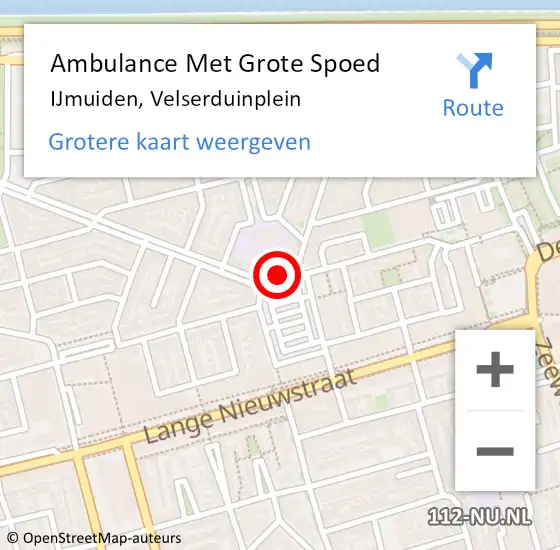 Locatie op kaart van de 112 melding: Ambulance Met Grote Spoed Naar IJmuiden, Velserduinplein op 29 juli 2023 00:04