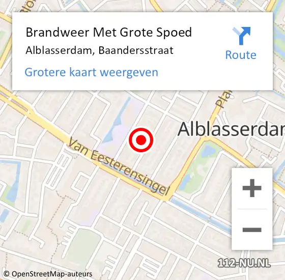 Locatie op kaart van de 112 melding: Brandweer Met Grote Spoed Naar Alblasserdam, Baandersstraat op 29 juli 2023 00:25