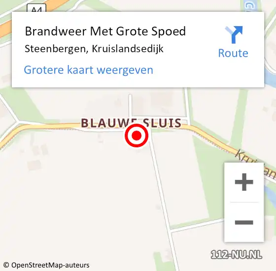 Locatie op kaart van de 112 melding: Brandweer Met Grote Spoed Naar Steenbergen, Kruislandsedijk op 29 juli 2023 00:27