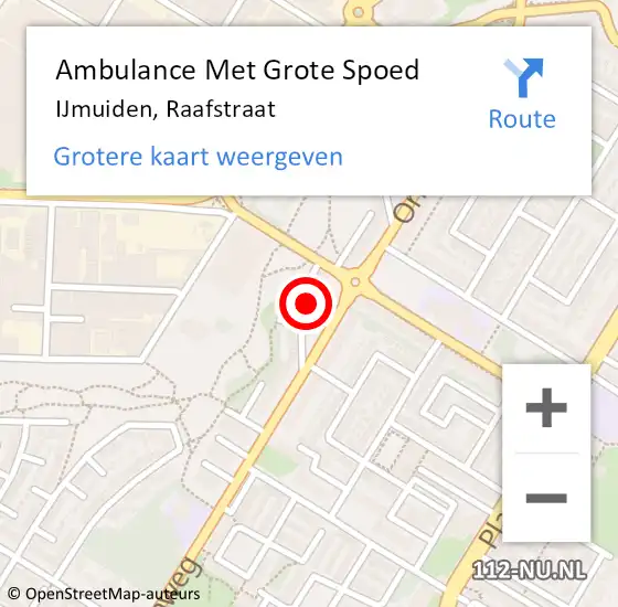 Locatie op kaart van de 112 melding: Ambulance Met Grote Spoed Naar IJmuiden, Raafstraat op 29 juli 2023 01:02