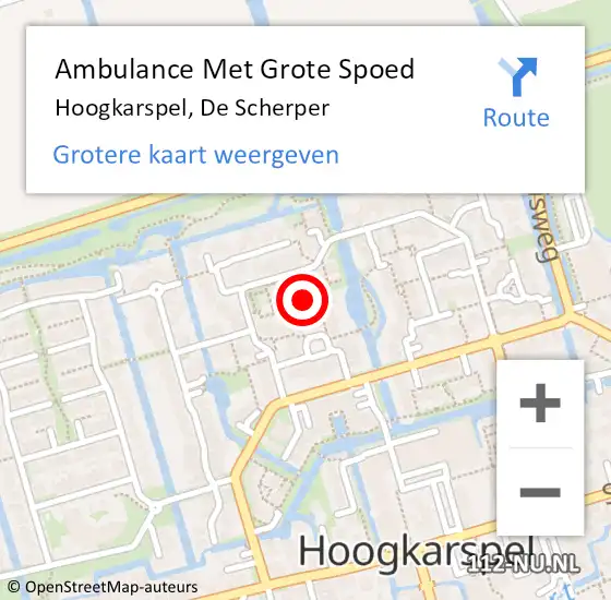 Locatie op kaart van de 112 melding: Ambulance Met Grote Spoed Naar Hoogkarspel, De Scherper op 29 juli 2023 01:06