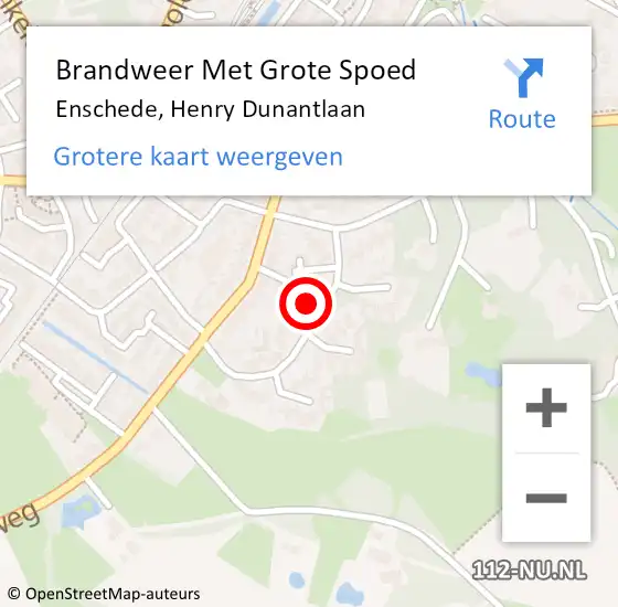 Locatie op kaart van de 112 melding: Brandweer Met Grote Spoed Naar Enschede, Henry Dunantlaan op 29 juli 2023 01:47