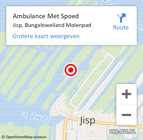 Locatie op kaart van de 112 melding: Ambulance Met Spoed Naar Jisp, Bungaloweiland Molenpad op 29 juli 2023 03:21