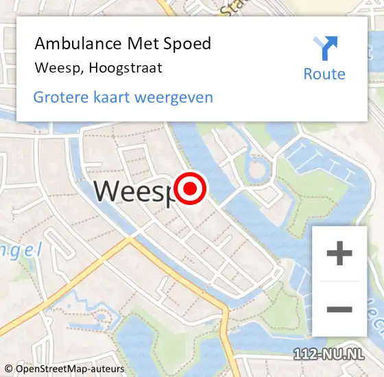 Locatie op kaart van de 112 melding: Ambulance Met Spoed Naar Weesp, Hoogstraat op 29 juli 2023 03:33