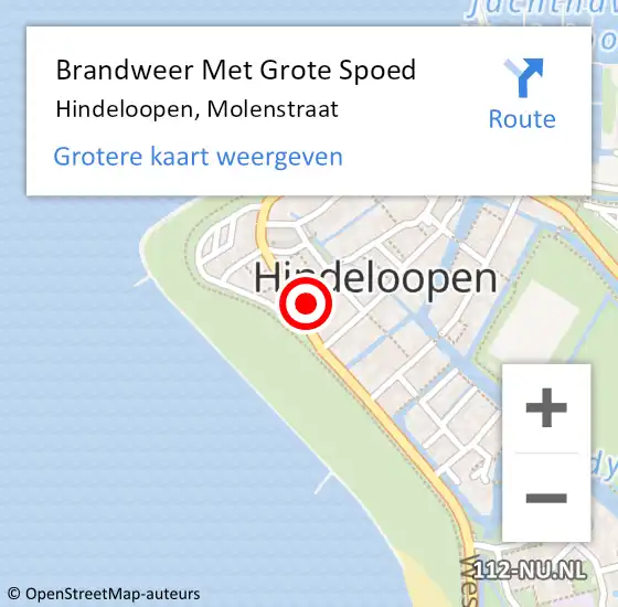 Locatie op kaart van de 112 melding: Brandweer Met Grote Spoed Naar Hindeloopen, Molenstraat op 29 juli 2023 04:30