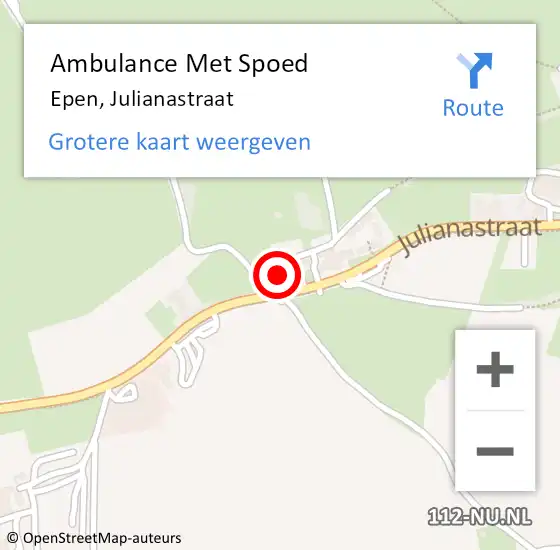 Locatie op kaart van de 112 melding: Ambulance Met Spoed Naar Epen, Julianastraat op 3 september 2014 10:17