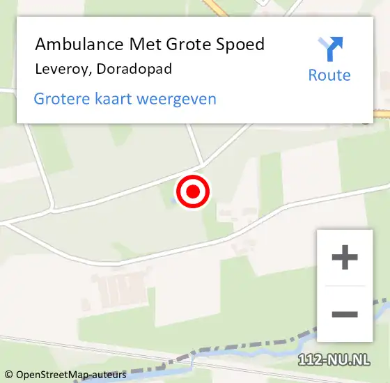 Locatie op kaart van de 112 melding: Ambulance Met Grote Spoed Naar Leveroy, Doradopad op 29 juli 2023 05:16