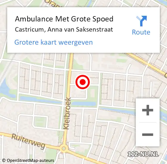 Locatie op kaart van de 112 melding: Ambulance Met Grote Spoed Naar Castricum, Anna van Saksenstraat op 29 juli 2023 06:41