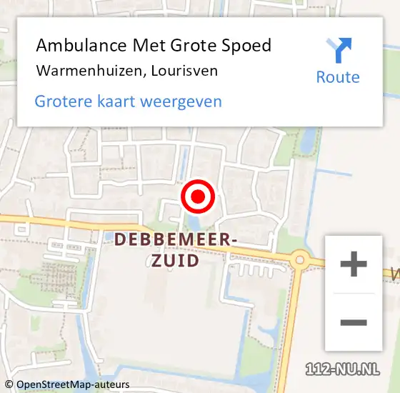 Locatie op kaart van de 112 melding: Ambulance Met Grote Spoed Naar Warmenhuizen, Lourisven op 29 juli 2023 07:26