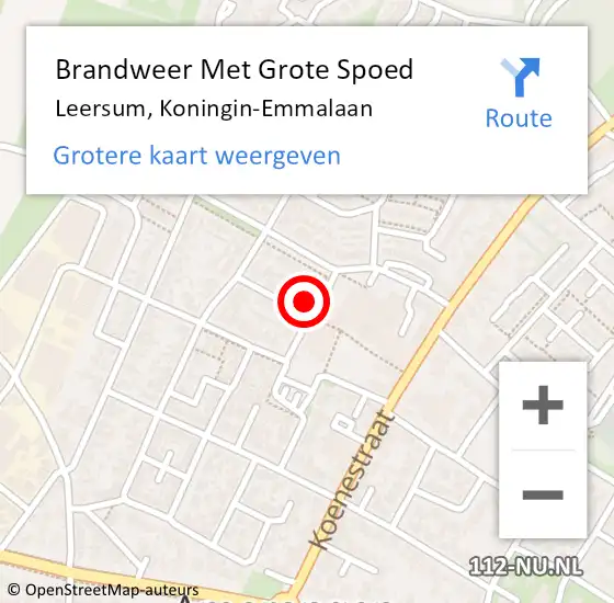 Locatie op kaart van de 112 melding: Brandweer Met Grote Spoed Naar Leersum, Koningin-Emmalaan op 29 juli 2023 07:59