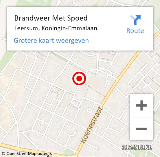 Locatie op kaart van de 112 melding: Brandweer Met Spoed Naar Leersum, Koningin-Emmalaan op 29 juli 2023 08:06