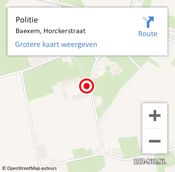Locatie op kaart van de 112 melding: Politie Baexem, Horckerstraat op 29 juli 2023 08:49