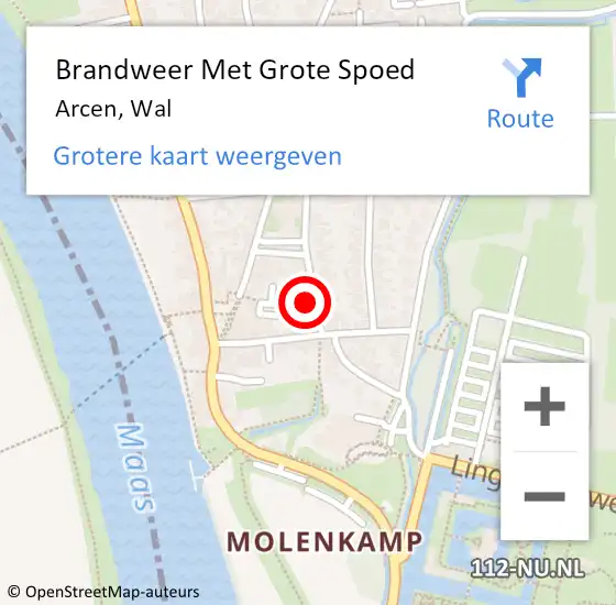 Locatie op kaart van de 112 melding: Brandweer Met Grote Spoed Naar Arcen, Wal op 29 juli 2023 09:18