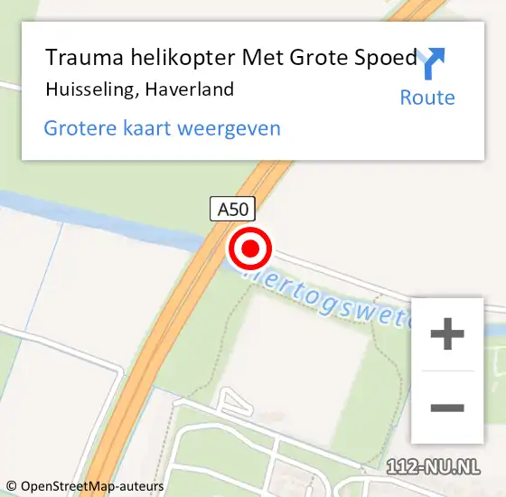 Locatie op kaart van de 112 melding: Trauma helikopter Met Grote Spoed Naar Huisseling, Haverland op 29 juli 2023 10:07