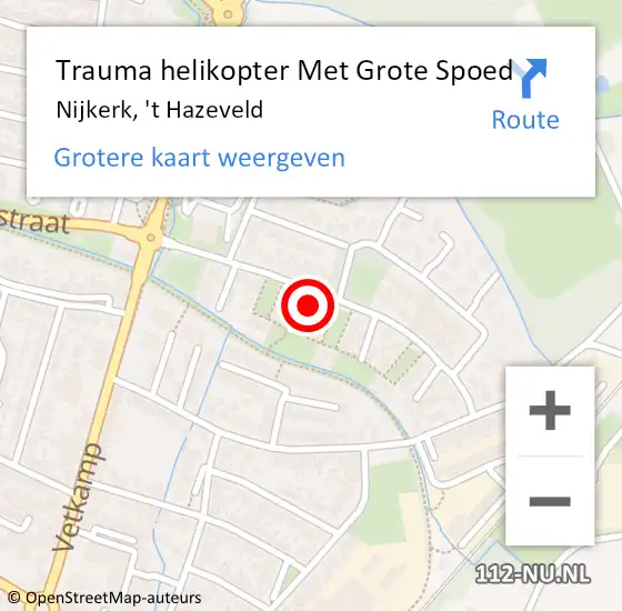 Locatie op kaart van de 112 melding: Trauma helikopter Met Grote Spoed Naar Nijkerk, 't Hazeveld op 29 juli 2023 10:51