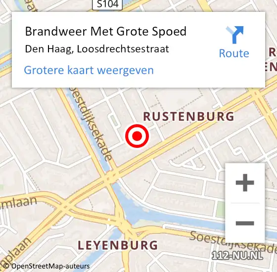 Locatie op kaart van de 112 melding: Brandweer Met Grote Spoed Naar Den Haag, Loosdrechtsestraat op 29 juli 2023 13:25