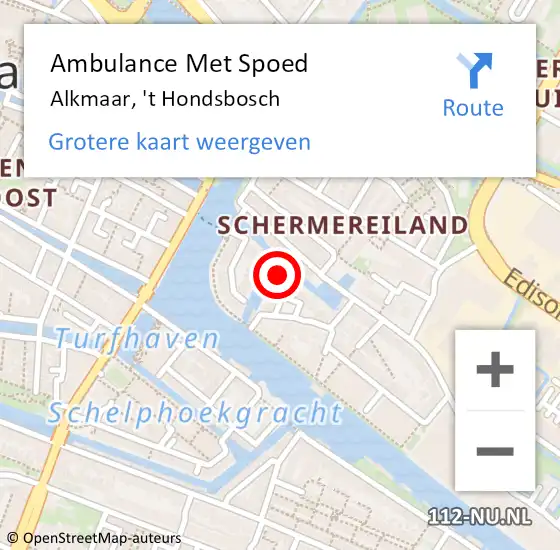 Locatie op kaart van de 112 melding: Ambulance Met Spoed Naar Alkmaar, 't Hondsbosch op 29 juli 2023 13:35