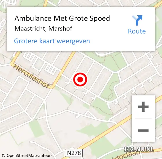 Locatie op kaart van de 112 melding: Ambulance Met Grote Spoed Naar Maastricht, Marshof op 3 september 2014 10:50