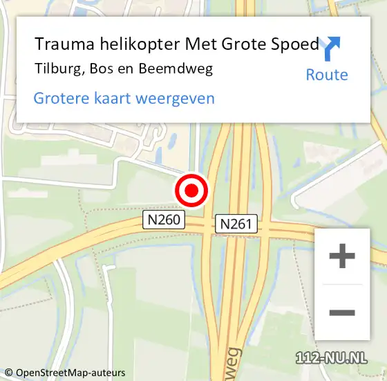 Locatie op kaart van de 112 melding: Trauma helikopter Met Grote Spoed Naar Tilburg, Bos en Beemdweg op 29 juli 2023 14:21