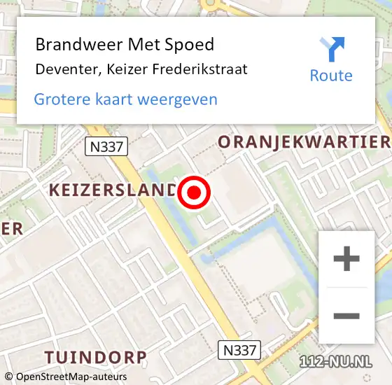 Locatie op kaart van de 112 melding: Brandweer Met Spoed Naar Deventer, Keizer Frederikstraat op 29 juli 2023 14:21