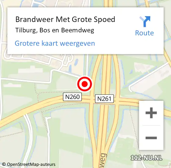 Locatie op kaart van de 112 melding: Brandweer Met Grote Spoed Naar Tilburg, Bos en Beemdweg op 29 juli 2023 14:22