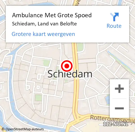 Locatie op kaart van de 112 melding: Ambulance Met Grote Spoed Naar Schiedam, Land van Belofte op 29 juli 2023 14:31