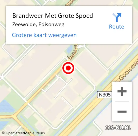 Locatie op kaart van de 112 melding: Brandweer Met Grote Spoed Naar Zeewolde, Edisonweg op 13 oktober 2013 13:30