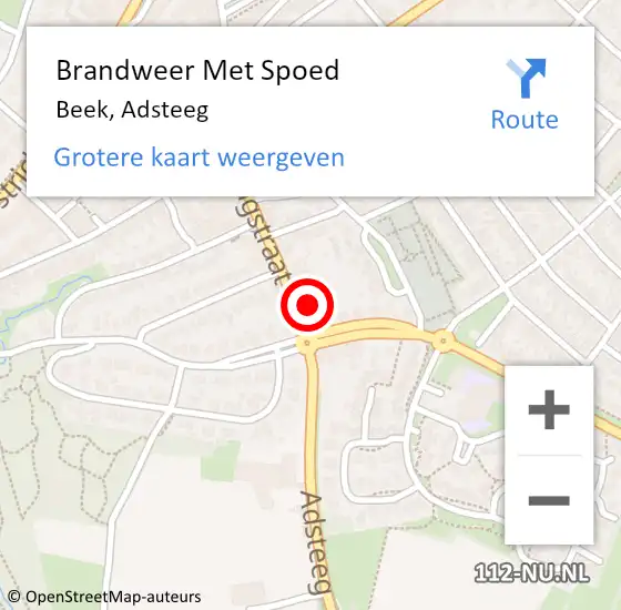 Locatie op kaart van de 112 melding: Brandweer Met Spoed Naar Beek, Adsteeg op 29 juli 2023 14:55