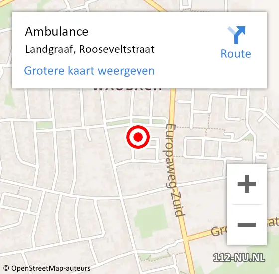 Locatie op kaart van de 112 melding: Ambulance Landgraaf, Rooseveltstraat op 3 september 2014 10:57