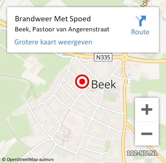 Locatie op kaart van de 112 melding: Brandweer Met Spoed Naar Beek, Pastoor van Angerenstraat op 29 juli 2023 15:59