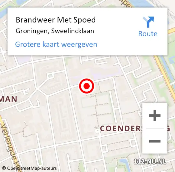 Locatie op kaart van de 112 melding: Brandweer Met Spoed Naar Groningen, Sweelincklaan op 29 juli 2023 16:08