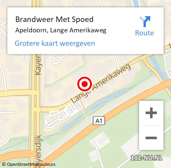 Locatie op kaart van de 112 melding: Brandweer Met Spoed Naar Apeldoorn, Lange Amerikaweg op 29 juli 2023 16:16