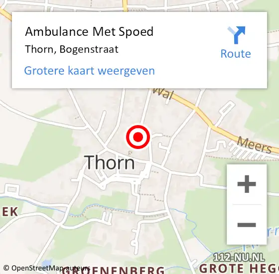 Locatie op kaart van de 112 melding: Ambulance Met Spoed Naar Thorn, Bogenstraat op 29 juli 2023 16:17