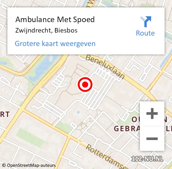 Locatie op kaart van de 112 melding: Ambulance Met Spoed Naar Zwijndrecht, Biesbos op 29 juli 2023 17:07