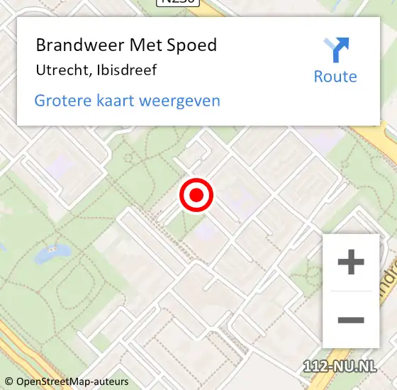 Locatie op kaart van de 112 melding: Brandweer Met Spoed Naar Utrecht, Ibisdreef op 29 juli 2023 17:51