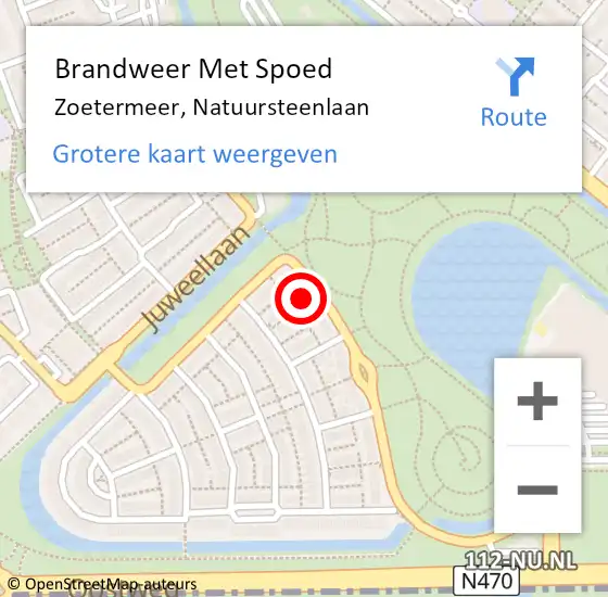 Locatie op kaart van de 112 melding: Brandweer Met Spoed Naar Zoetermeer, Natuursteenlaan op 29 juli 2023 18:07