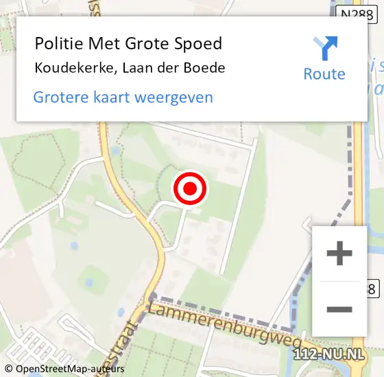 Locatie op kaart van de 112 melding: Politie Met Grote Spoed Naar Koudekerke, Laan der Boede op 29 juli 2023 18:10