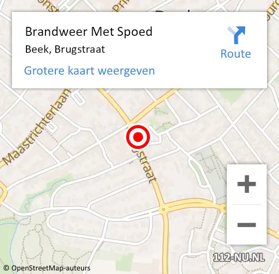 Locatie op kaart van de 112 melding: Brandweer Met Spoed Naar Beek, Brugstraat op 29 juli 2023 18:12