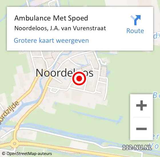Locatie op kaart van de 112 melding: Ambulance Met Spoed Naar Noordeloos, J.A. van Vurenstraat op 29 juli 2023 18:20