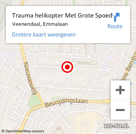 Locatie op kaart van de 112 melding: Trauma helikopter Met Grote Spoed Naar Veenendaal, Emmalaan op 29 juli 2023 18:42