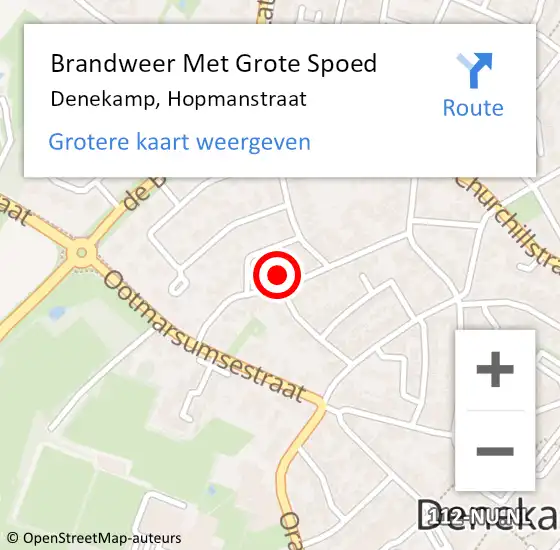 Locatie op kaart van de 112 melding: Brandweer Met Grote Spoed Naar Denekamp, Hopmanstraat op 29 juli 2023 19:22