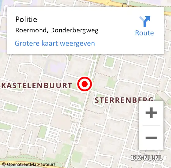 Locatie op kaart van de 112 melding: Politie Roermond, Donderbergweg op 29 juli 2023 19:23