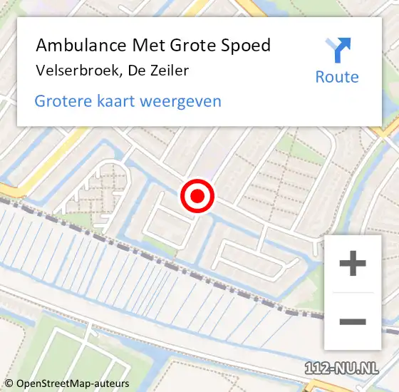 Locatie op kaart van de 112 melding: Ambulance Met Grote Spoed Naar Velserbroek, De Zeiler op 29 juli 2023 20:13