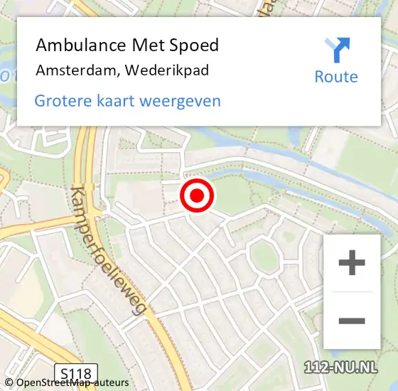 Locatie op kaart van de 112 melding: Ambulance Met Spoed Naar Amsterdam, Wederikpad op 29 juli 2023 20:17
