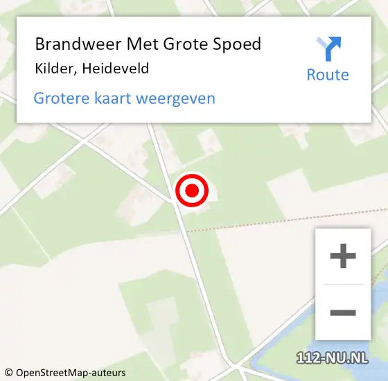 Locatie op kaart van de 112 melding: Brandweer Met Grote Spoed Naar Kilder, Heideveld op 3 september 2014 11:20