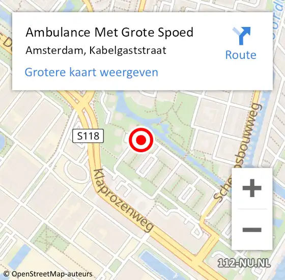 Locatie op kaart van de 112 melding: Ambulance Met Grote Spoed Naar Amsterdam, Kabelgaststraat op 29 juli 2023 20:52